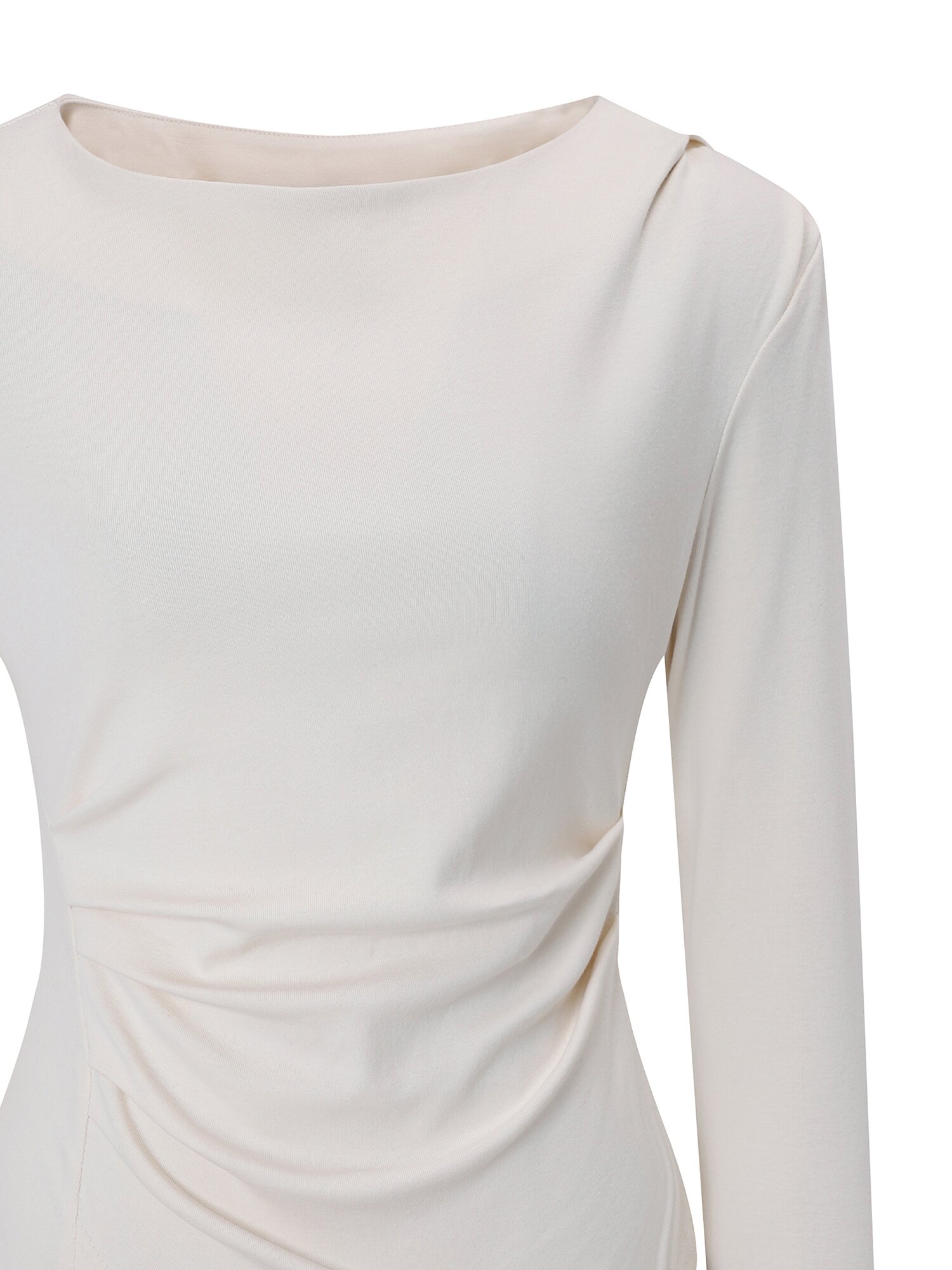 셔링 랩 보트넥 티셔츠 (CREAM)