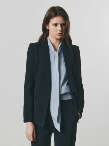 포멀 피크드 라펠 원버튼 재킷 