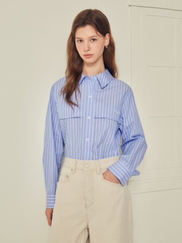 자수 플랩 셔츠 블라우스 