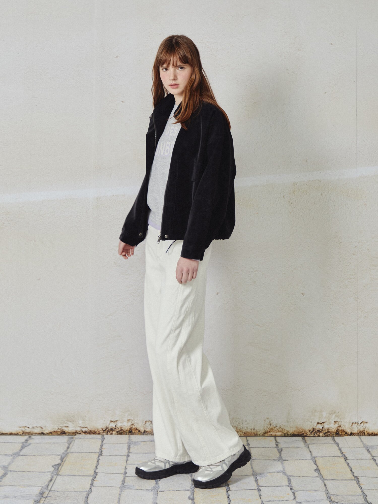 글로시 워싱 하이넥 점퍼 (BLACK)