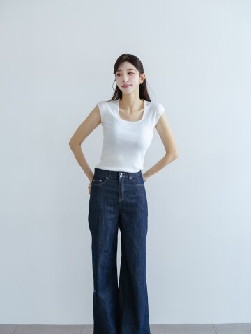 코튼 인밴딩 와이드 팬츠 