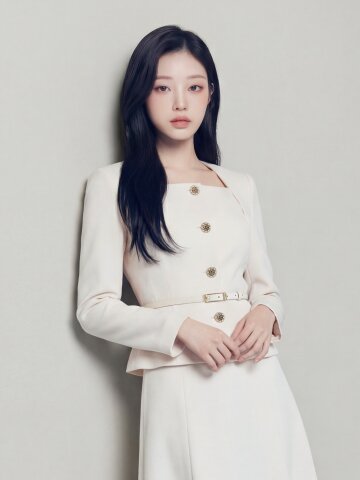 벨티드 쥬얼 버튼 스퀘어넥 재킷 