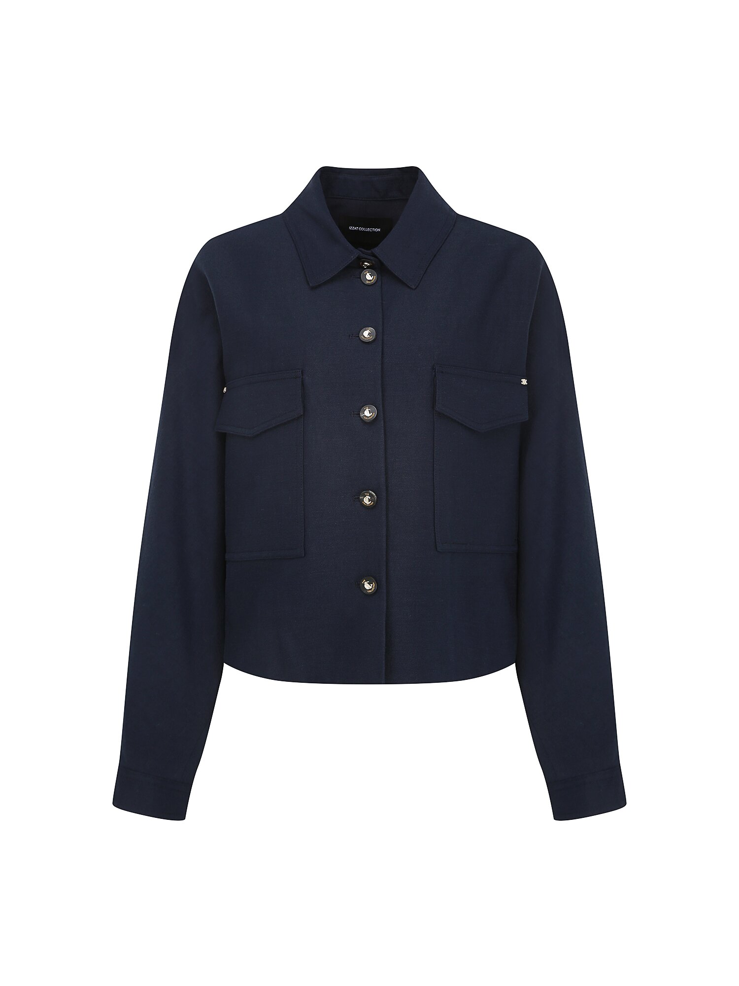 린넨 돌먼 슬리브 셔츠 재킷 (NAVY)