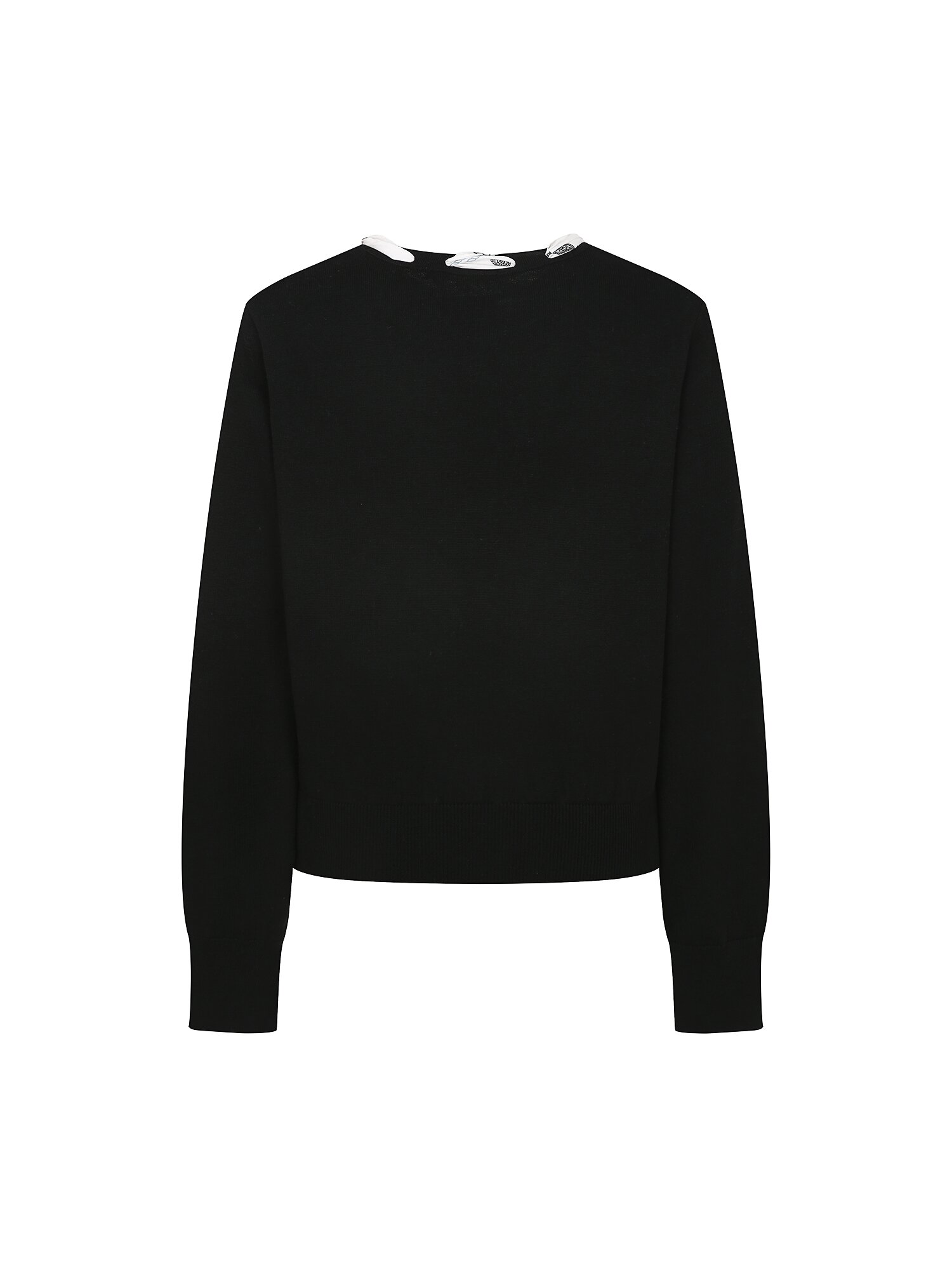 스카프 장식 라운드넥 풀오버 니트 (BLACK)