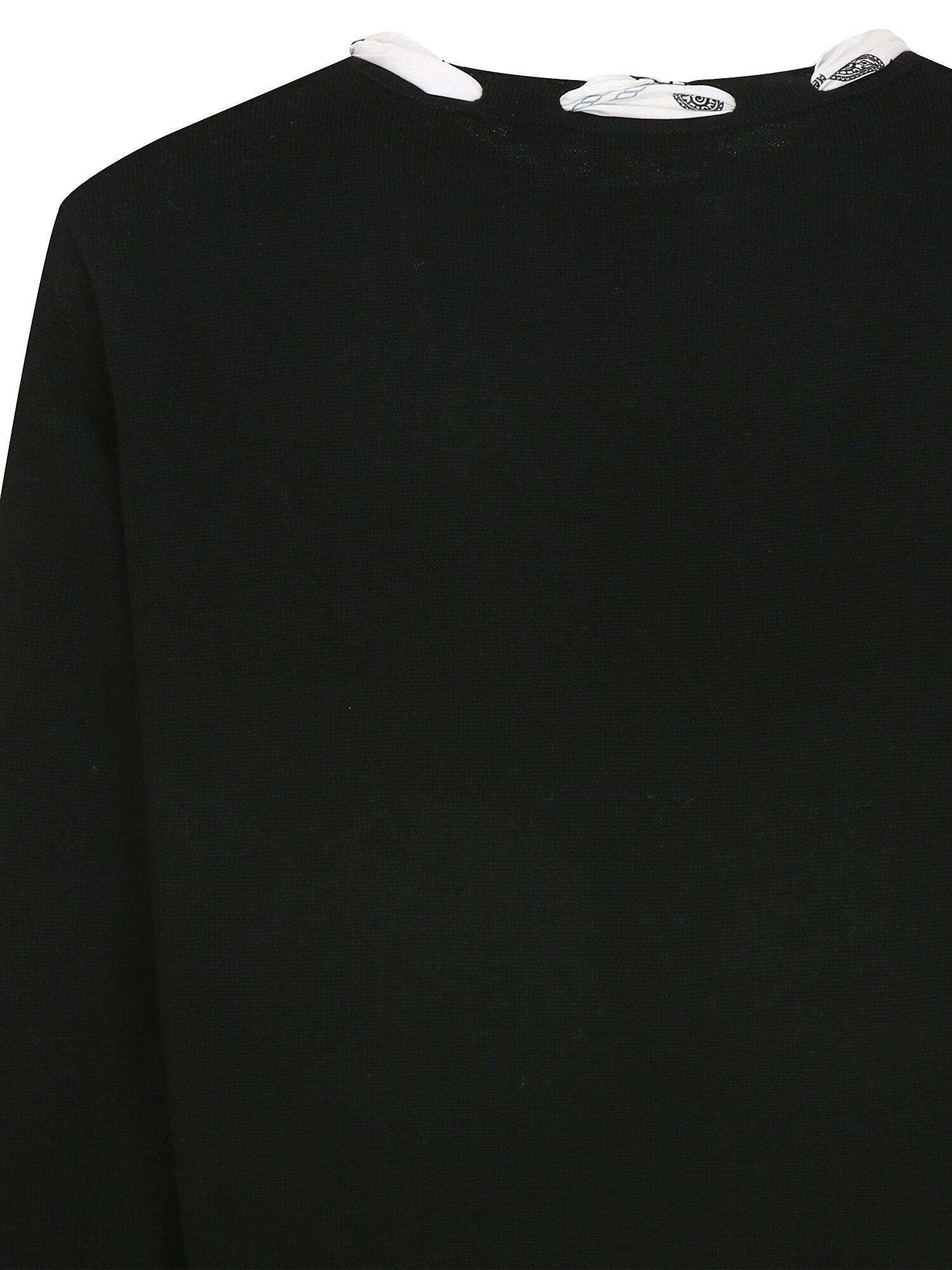 스카프 장식 라운드넥 풀오버 니트 (BLACK)