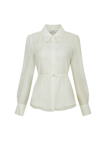 시스루 벨티드 백 플랩 블라우스 