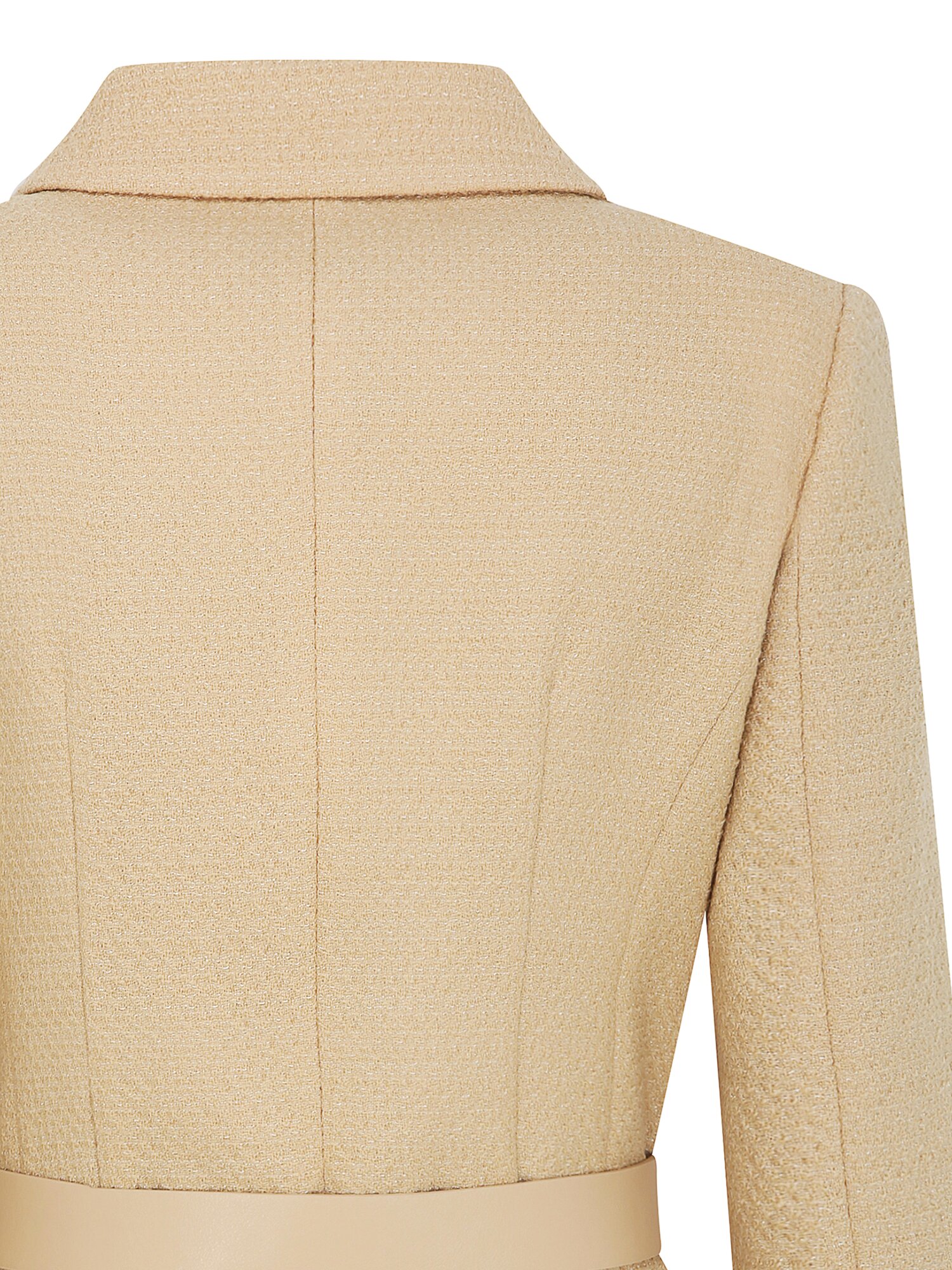 울 글리터 트위드 오픈 칼라 재킷 (BEIGE)