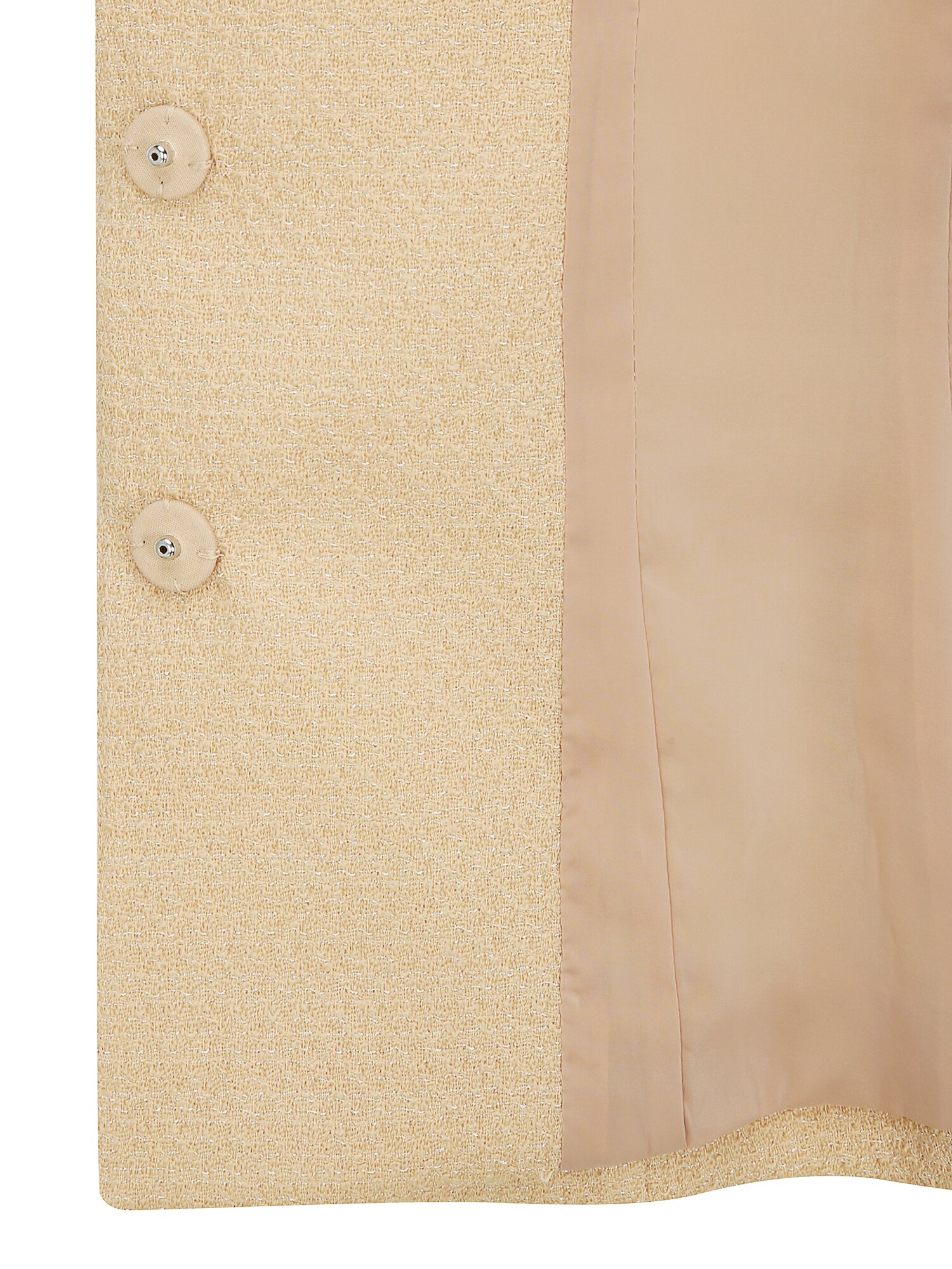 울 글리터 트위드 오픈 칼라 재킷 (BEIGE)