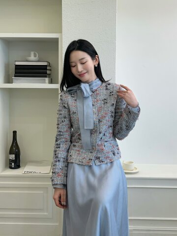 글리터 트위드 쥬얼 버튼 재킷 