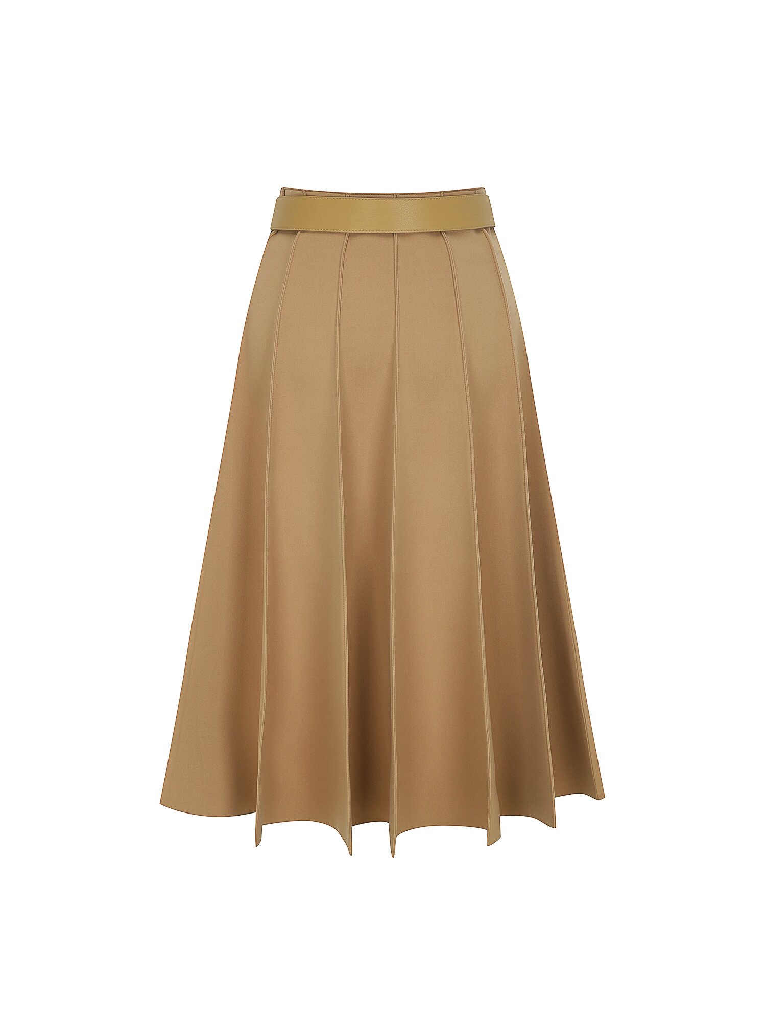 핀턱 인밴딩 플레어 스커트 (BEIGE)