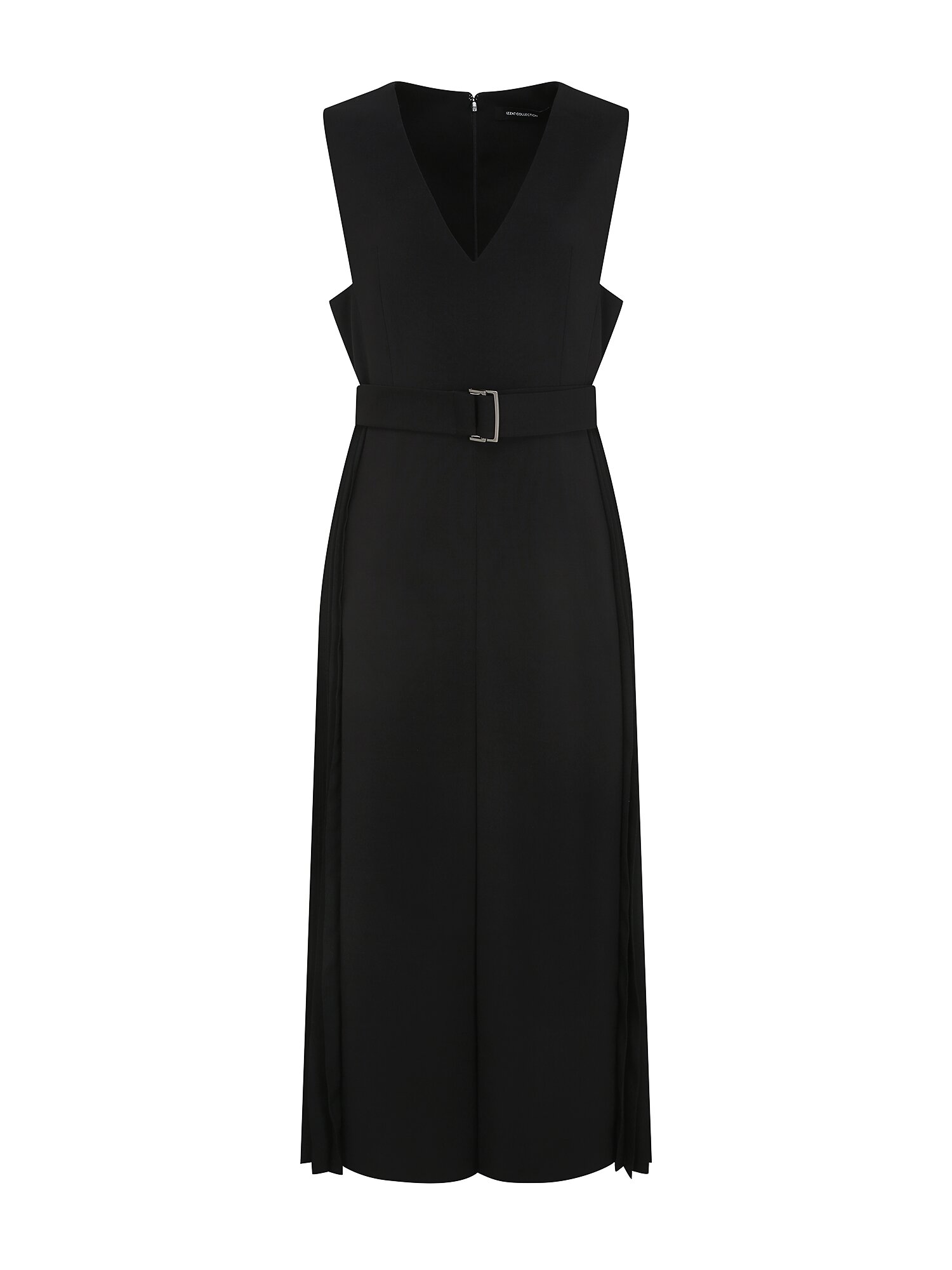 플리츠 브이넥 레이어드 원피스 (BLACK)