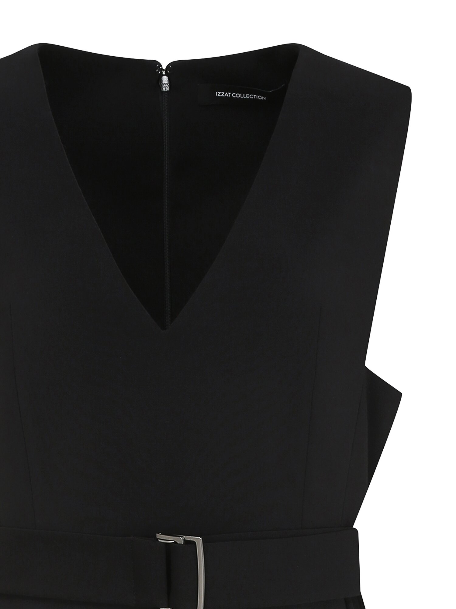 플리츠 브이넥 레이어드 원피스 (BLACK)