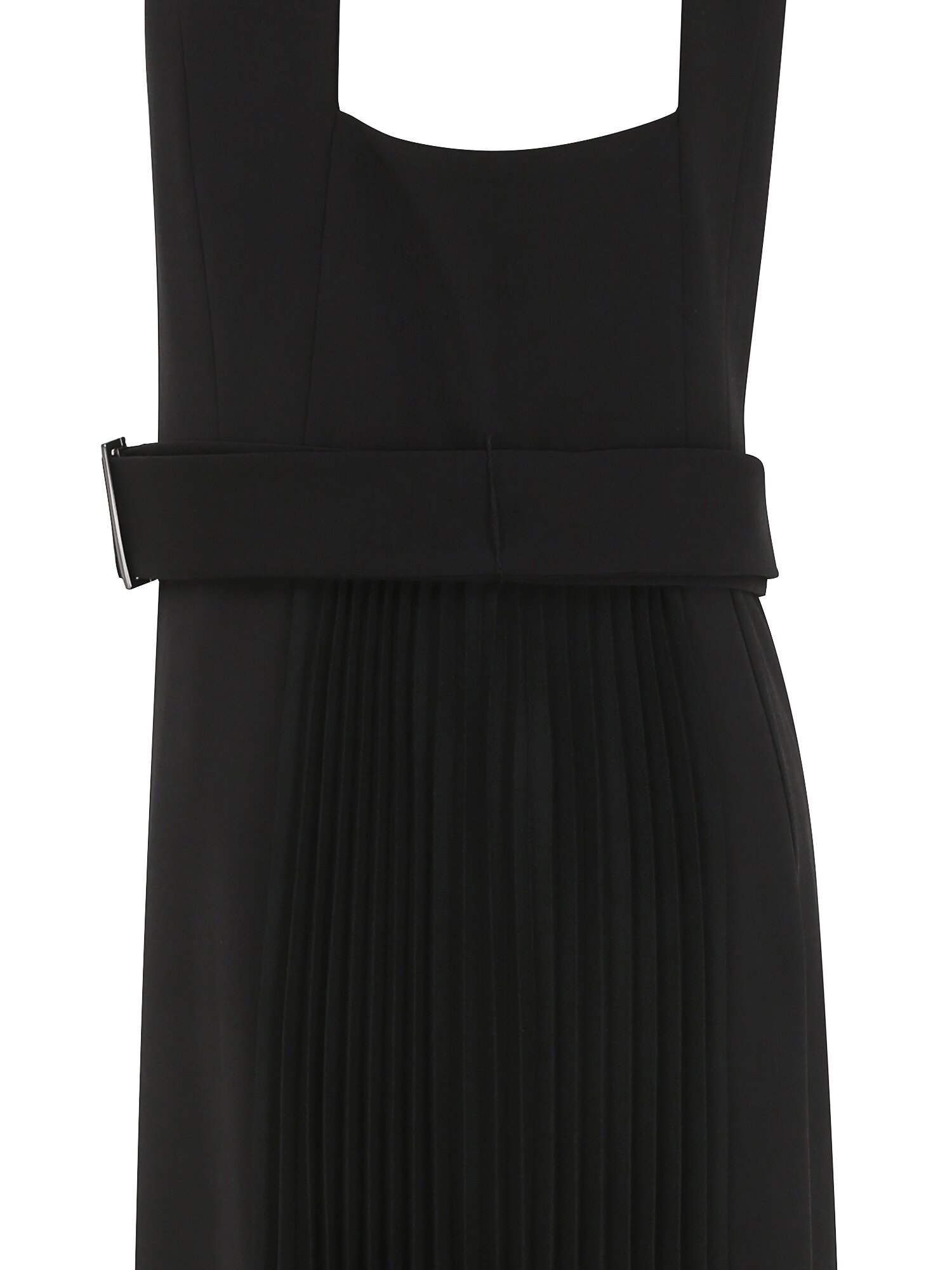 플리츠 브이넥 레이어드 원피스 (BLACK)