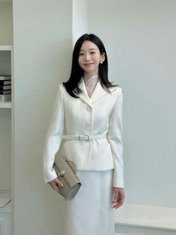 커버드 버튼 오픈 칼라 재킷 