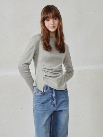 셔링 랩 보트넥 티셔츠 