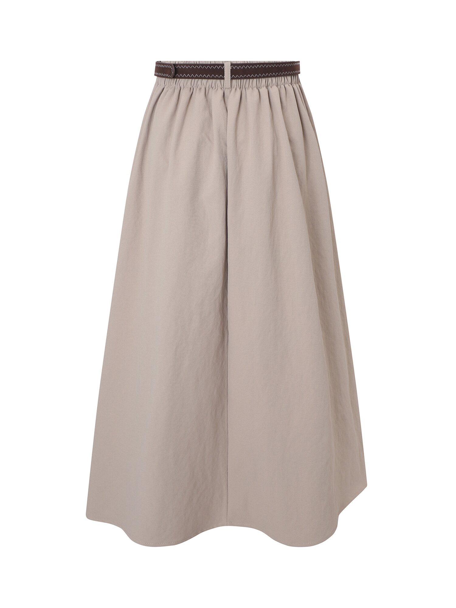 트윌 밴딩 A라인 롱 스커트 (BEIGE)