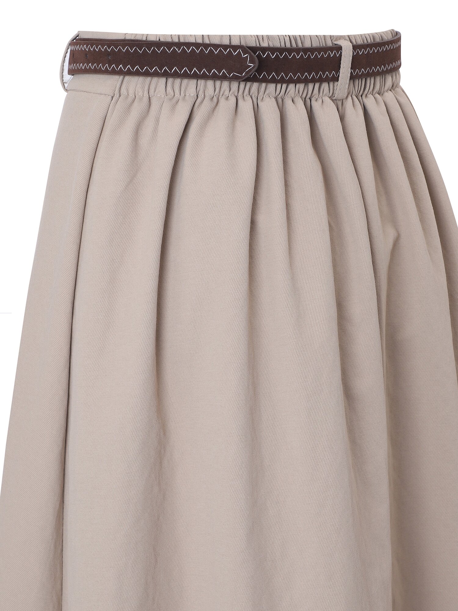 트윌 밴딩 A라인 롱 스커트 (BEIGE)