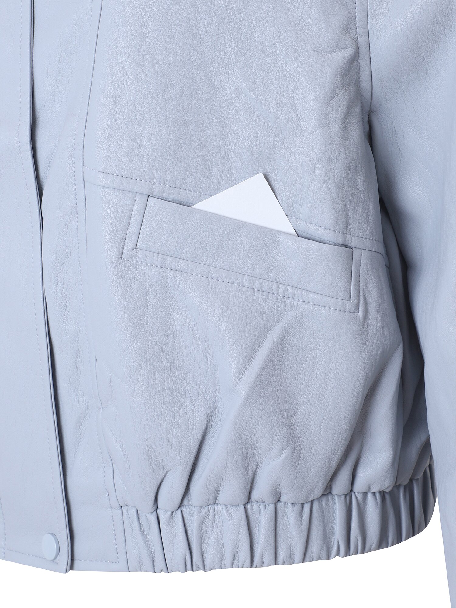 페이크 레더 포켓 싱글 재킷 (LIGHT BLUE)