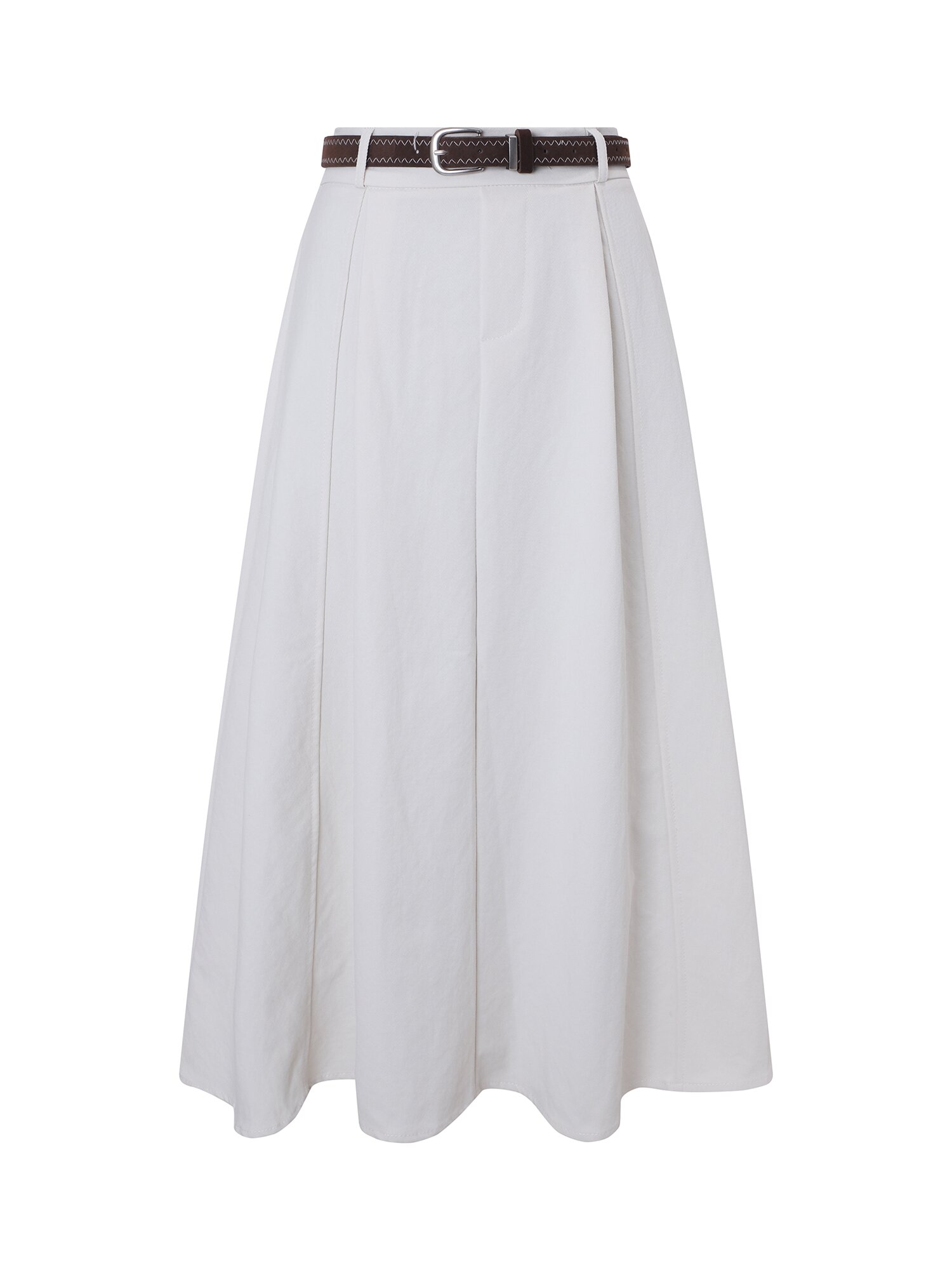 트윌 밴딩 A라인 롱 스커트 (IVORY)