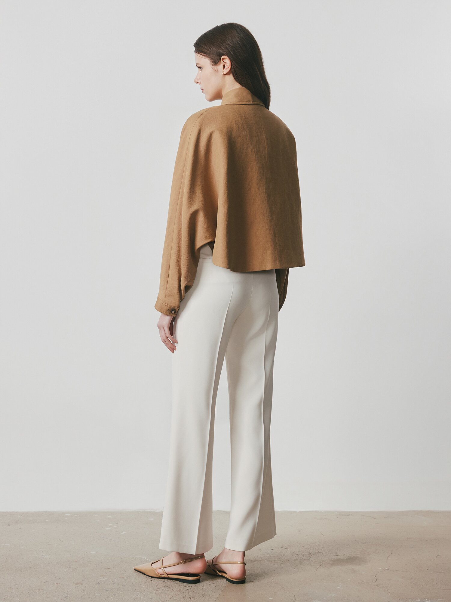 린넨 돌먼 슬리브 셔츠 재킷 (CAMEL)