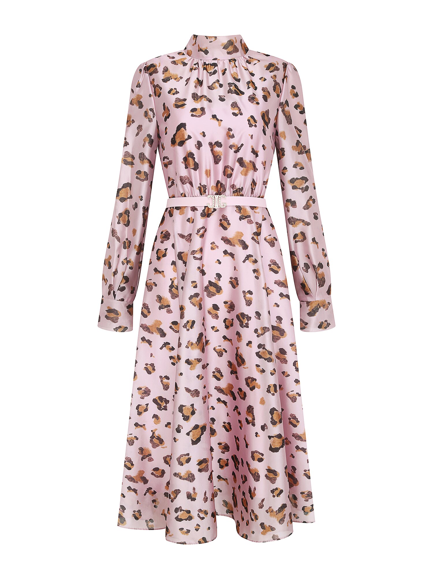 레오파드 백 리본 플레어 원피스 (PRINT PINK)