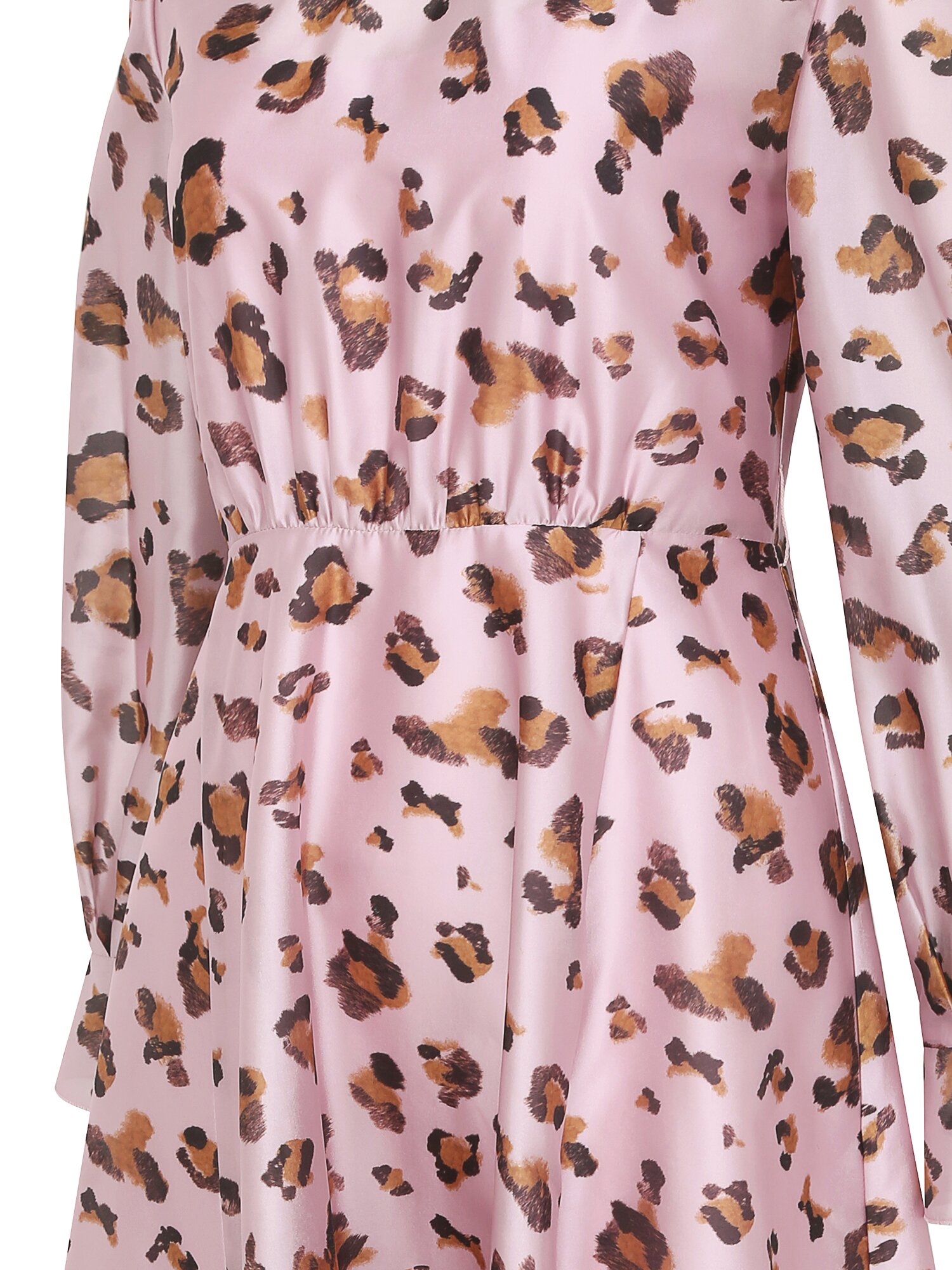 레오파드 백 리본 플레어 원피스 (PRINT PINK)