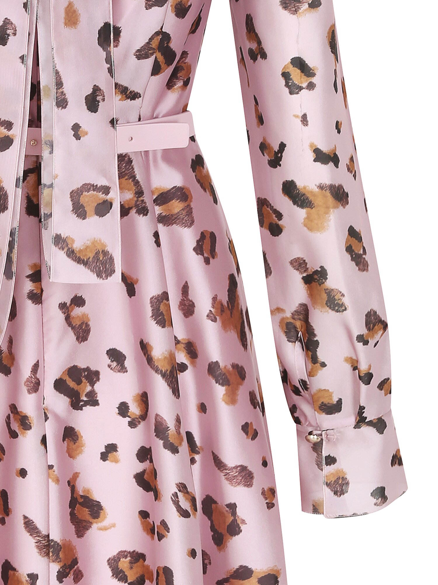 레오파드 백 리본 플레어 원피스 (PRINT PINK)