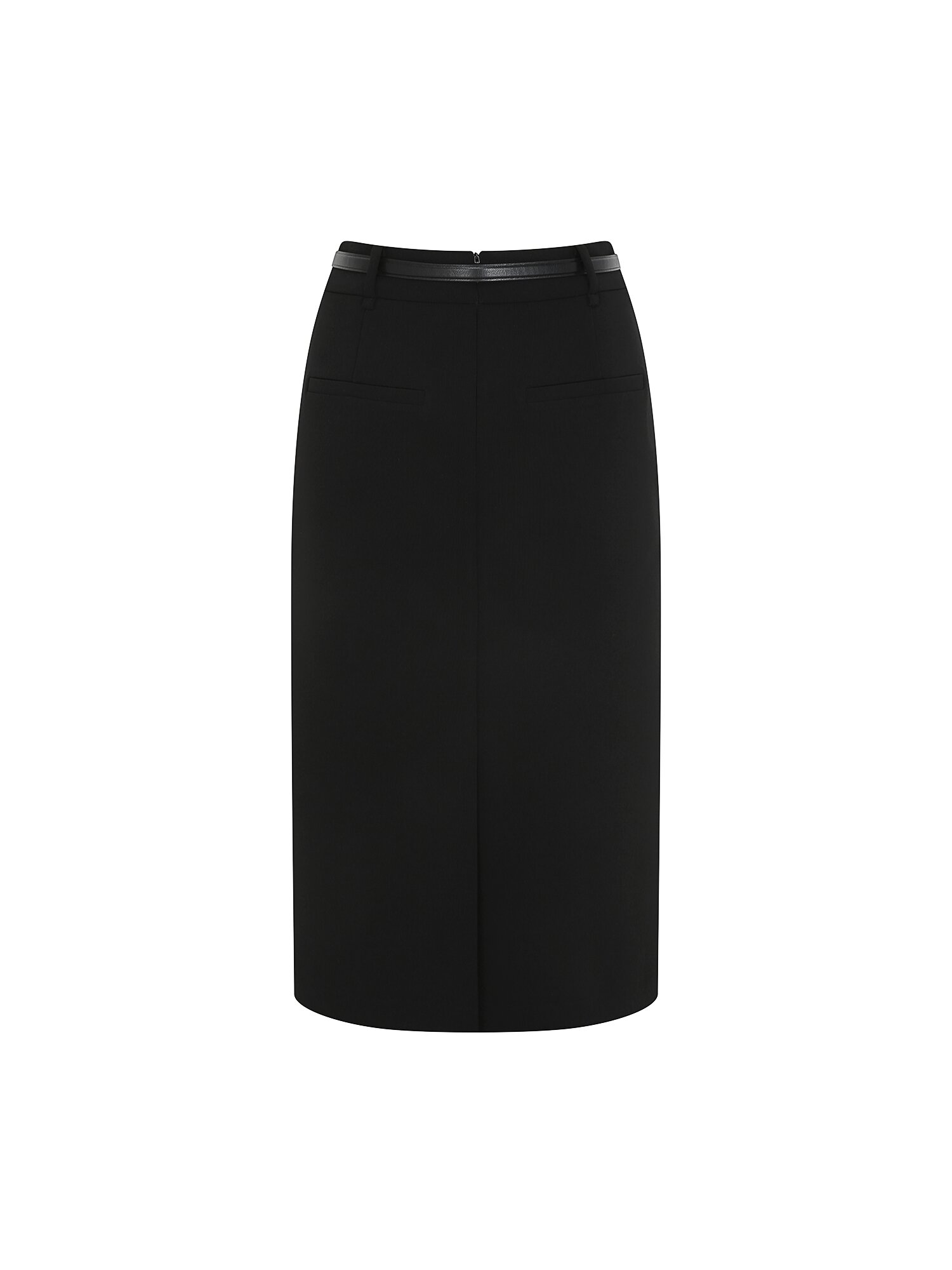 포멀 벨티드 H라인 스커트 (BLACK)