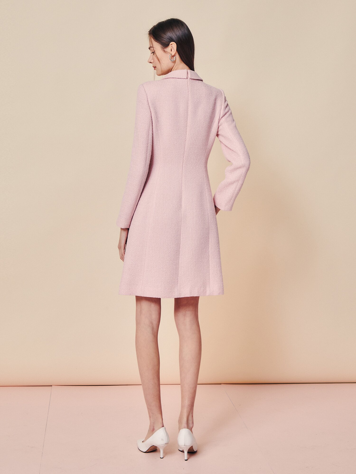 트위드 더블 버튼 미니 원피스 (PINK)