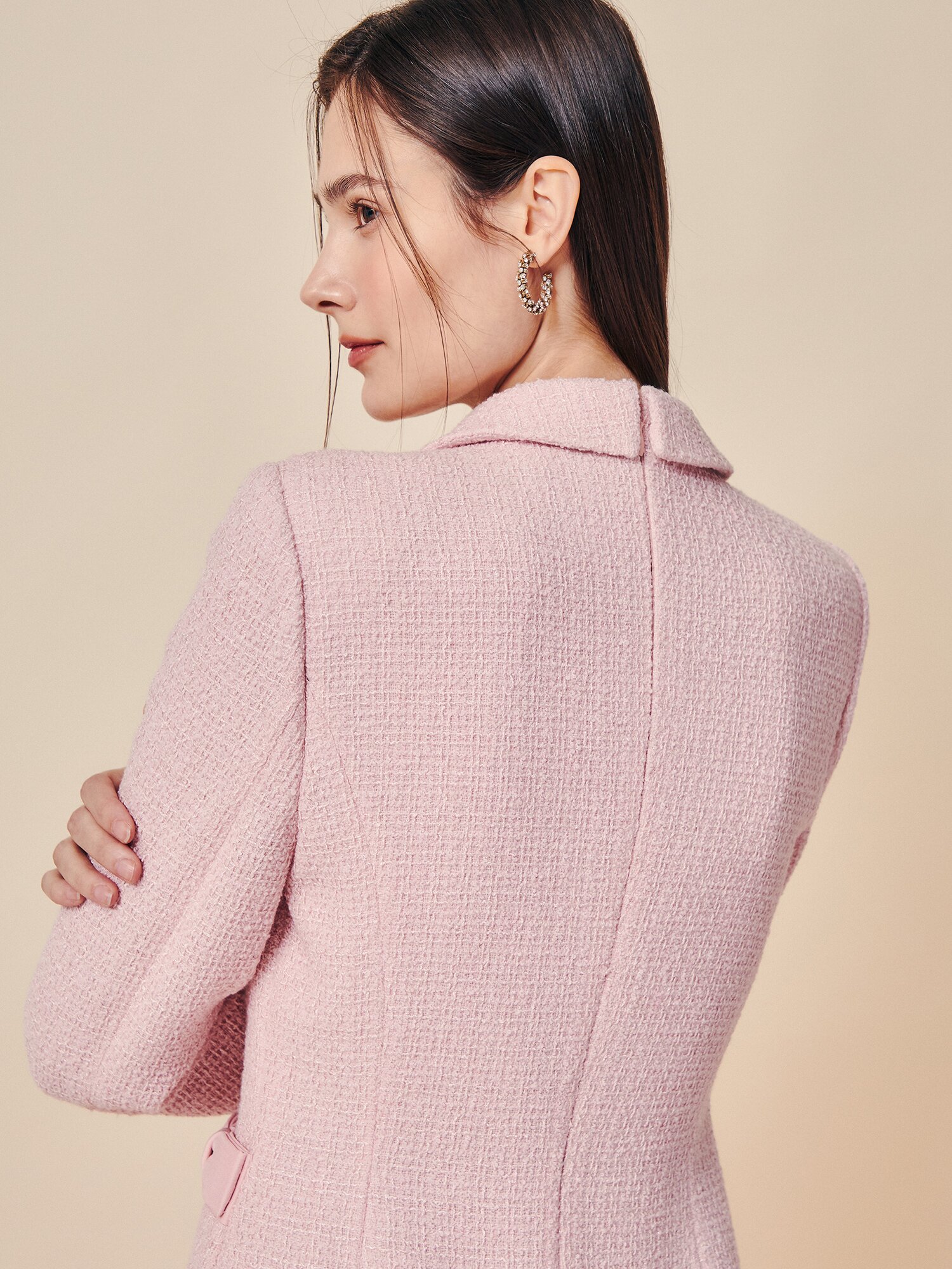 트위드 더블 버튼 미니 원피스 (PINK)