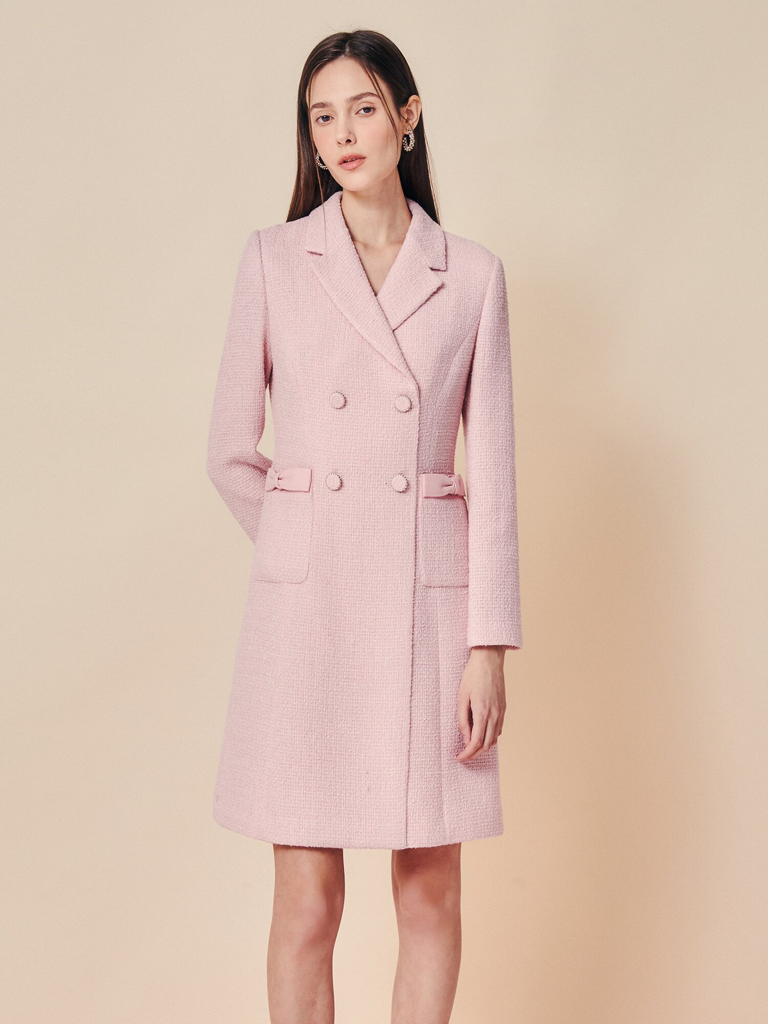 트위드 더블 버튼 미니 원피스 (PINK)