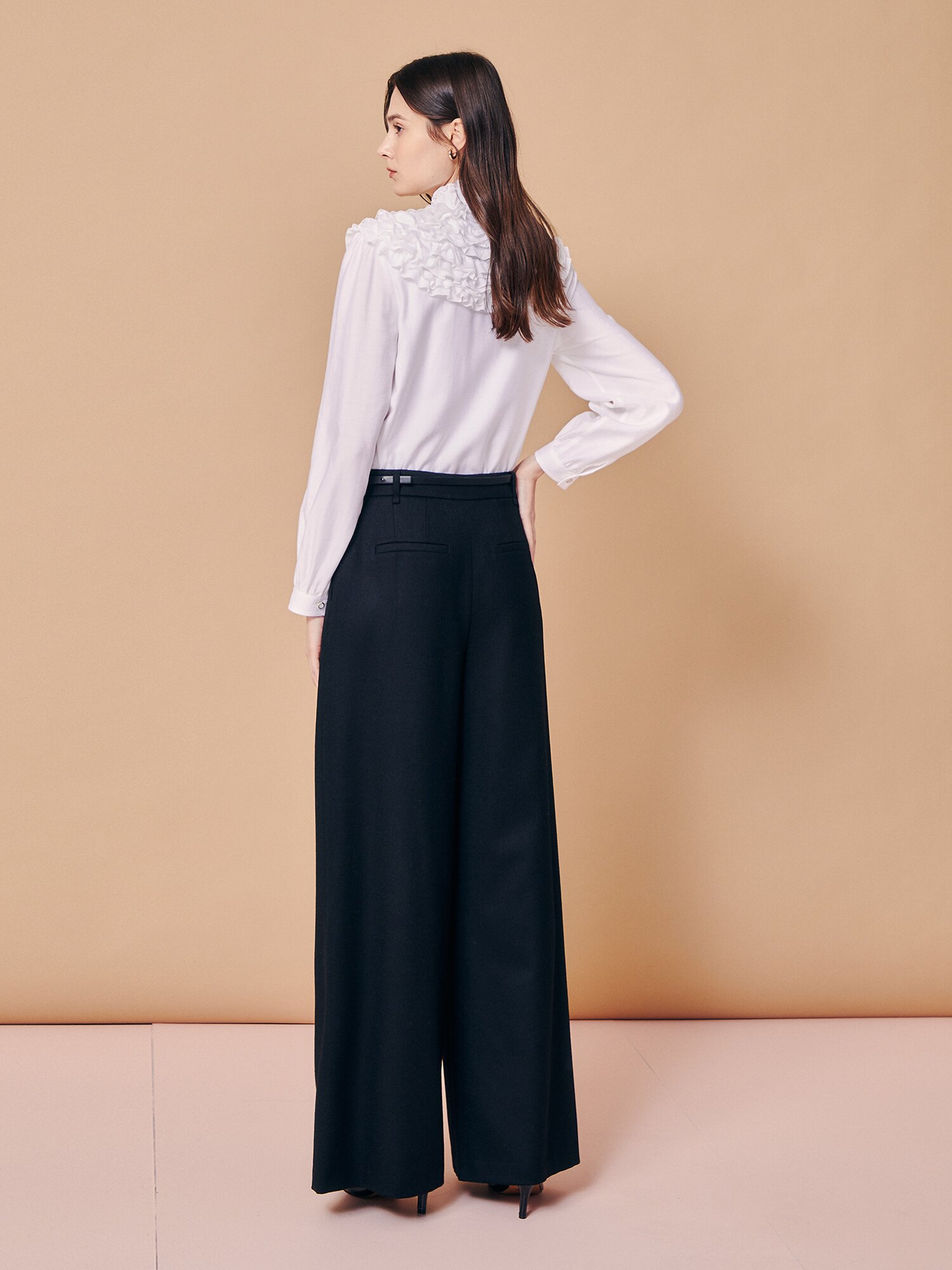 펄 포인트 벨트 와이드 슬랙스 (BLACK)