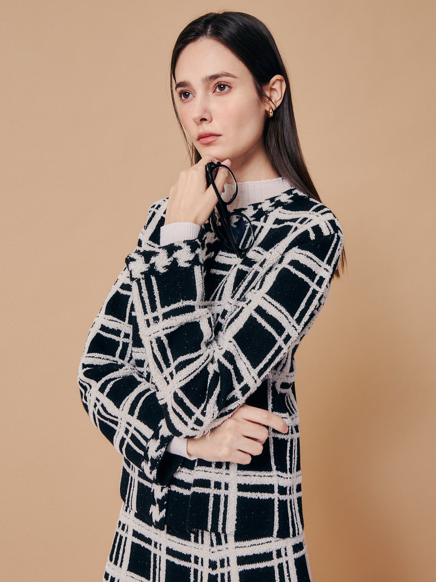 스파클 라인 쥬얼 니트 카디건 (BLACK)