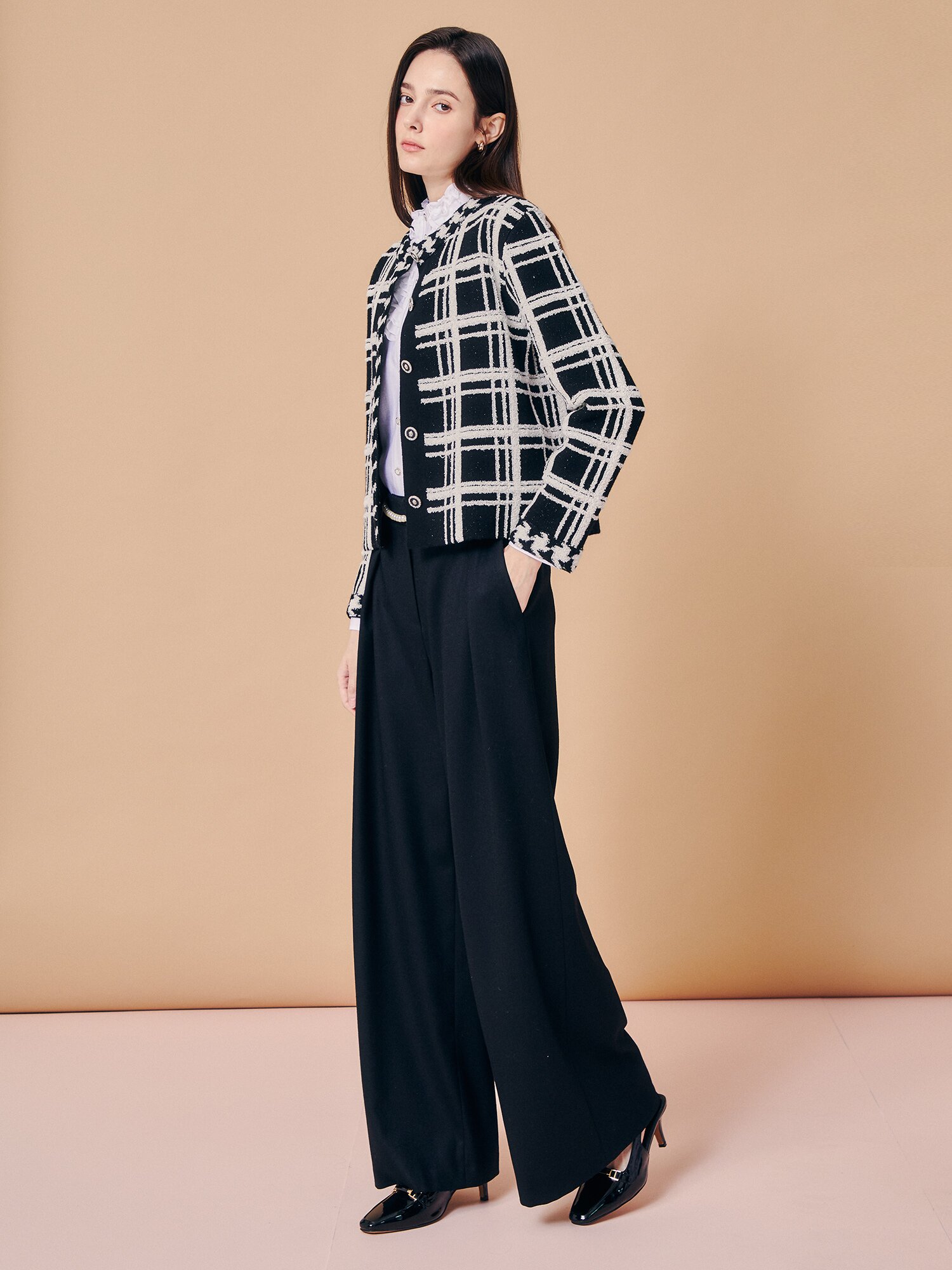 스파클 라인 쥬얼 니트 카디건 (BLACK)