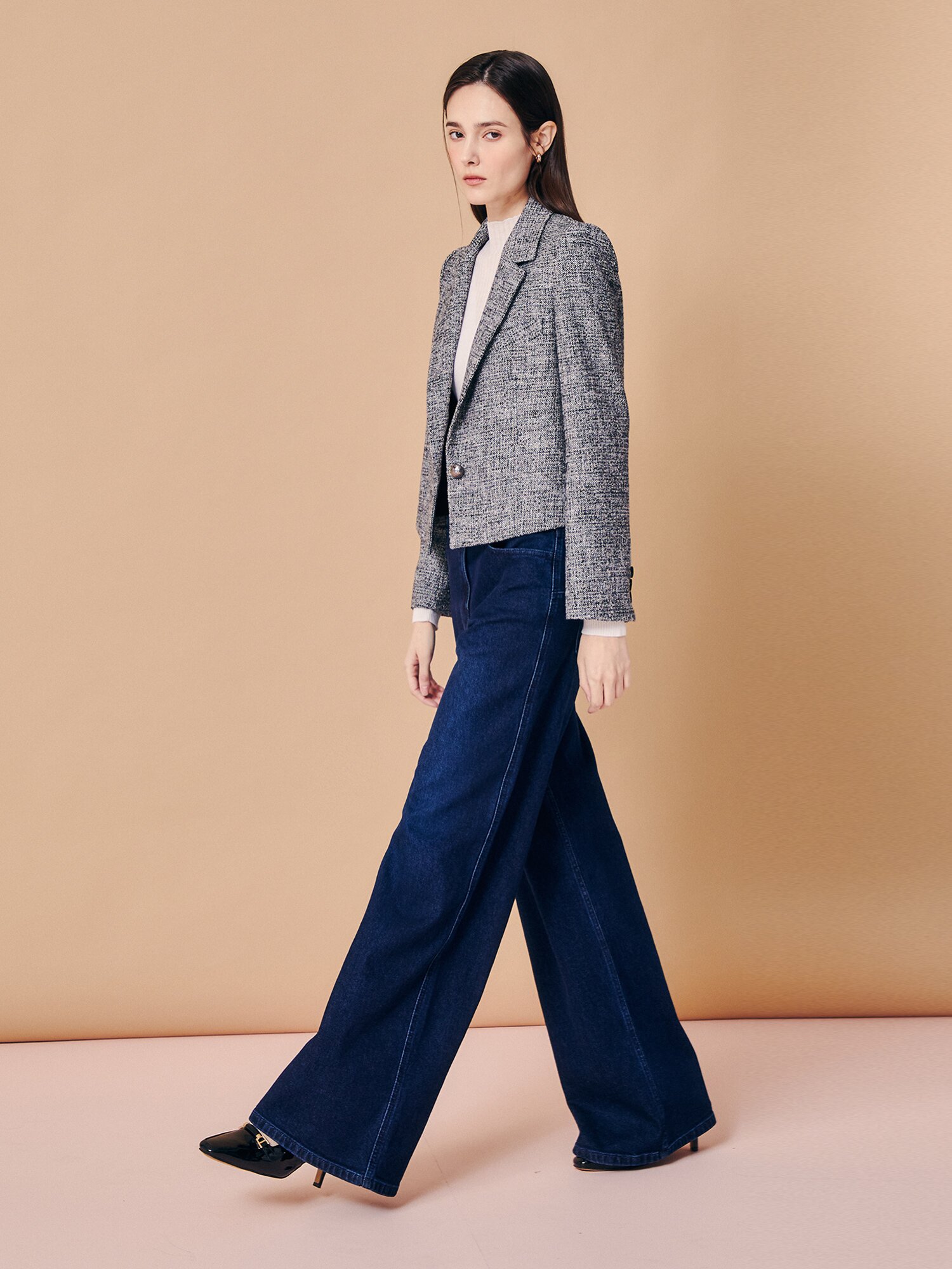 리벳 포인트 와이드 데님 팬츠 (BLUE)