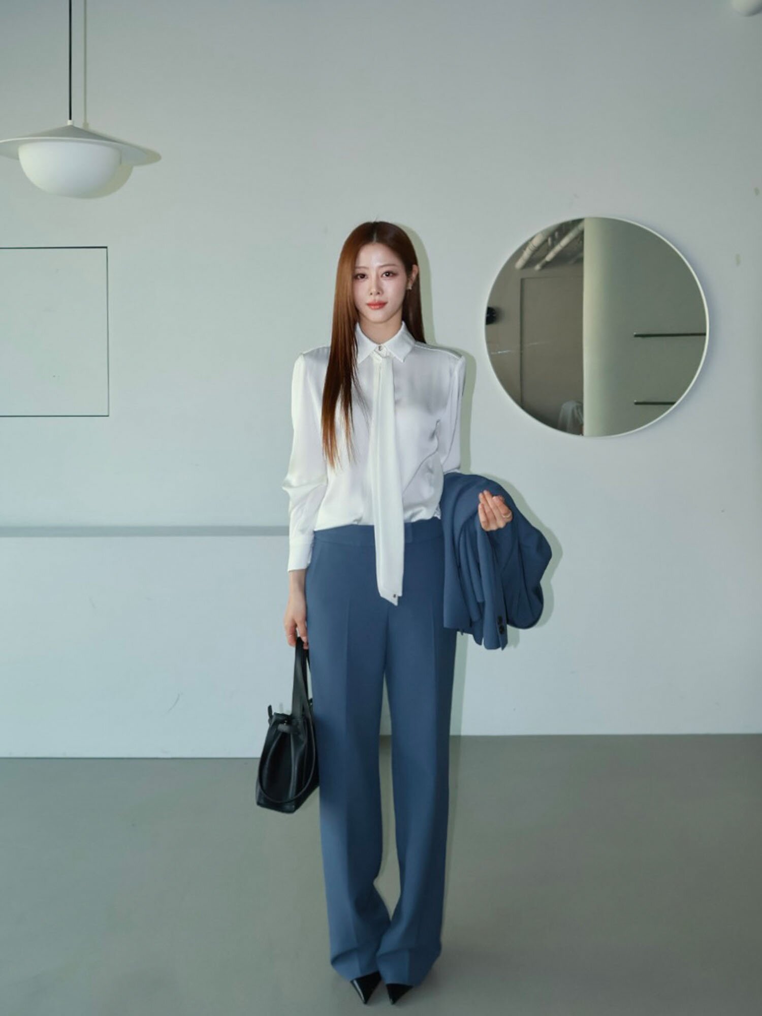 포멀 히든 버튼 슬림핏 팬츠 (DARK BLUE)