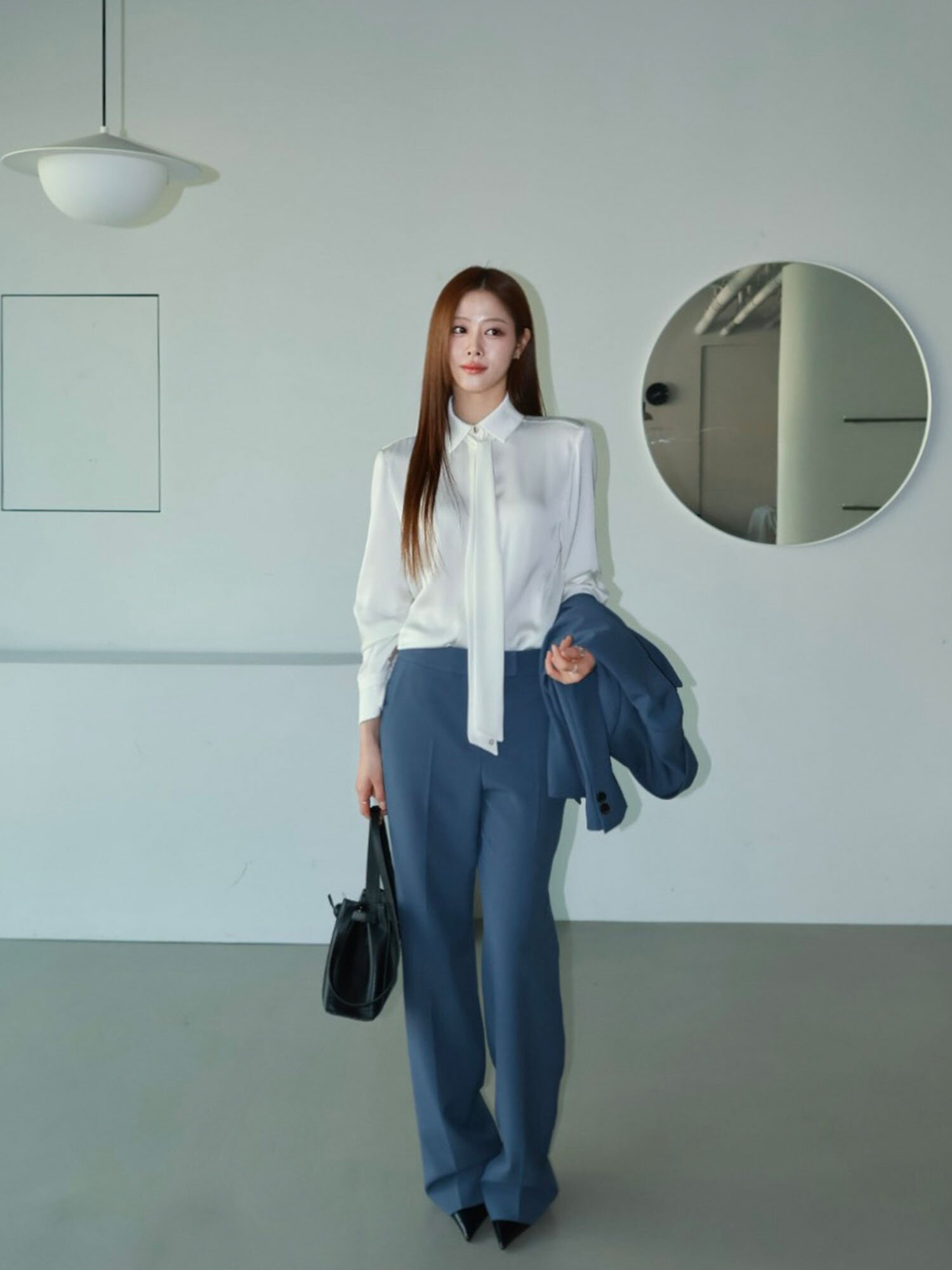 포멀 히든 버튼 슬림핏 팬츠 (DARK BLUE)