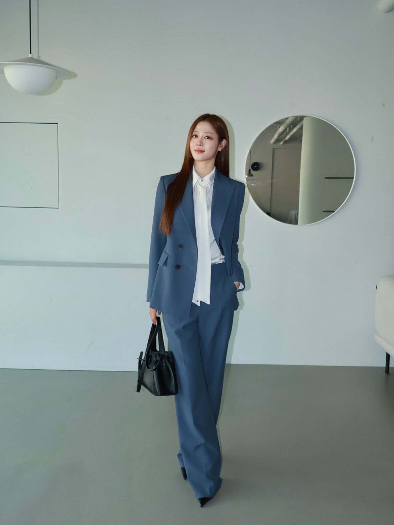 포멀 히든 버튼 슬림핏 팬츠 (DARK BLUE)