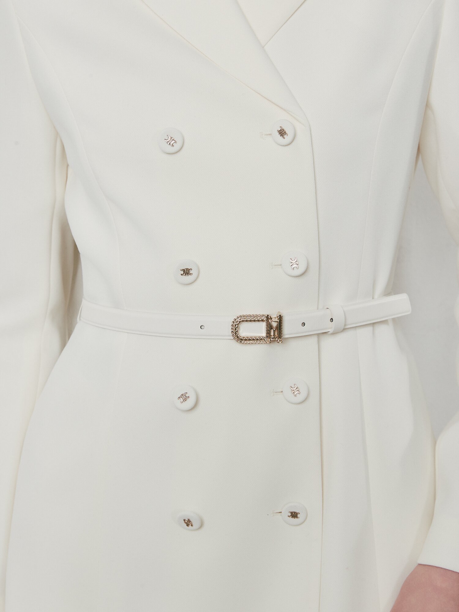 테일러드 더블 버튼 A라인 원피스 (CREAM)