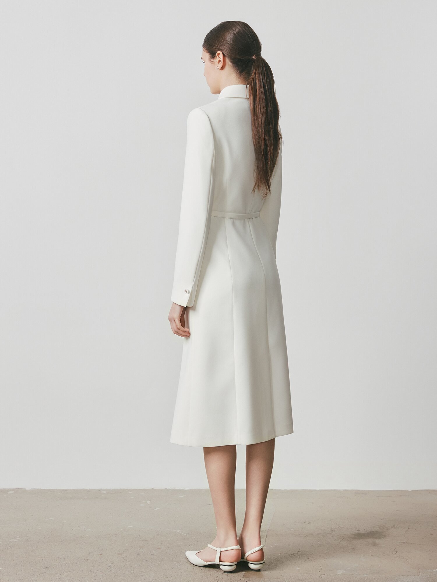 테일러드 더블 버튼 A라인 원피스 (CREAM)