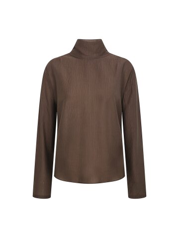 링클 백 리본 하이넥 블라우스 