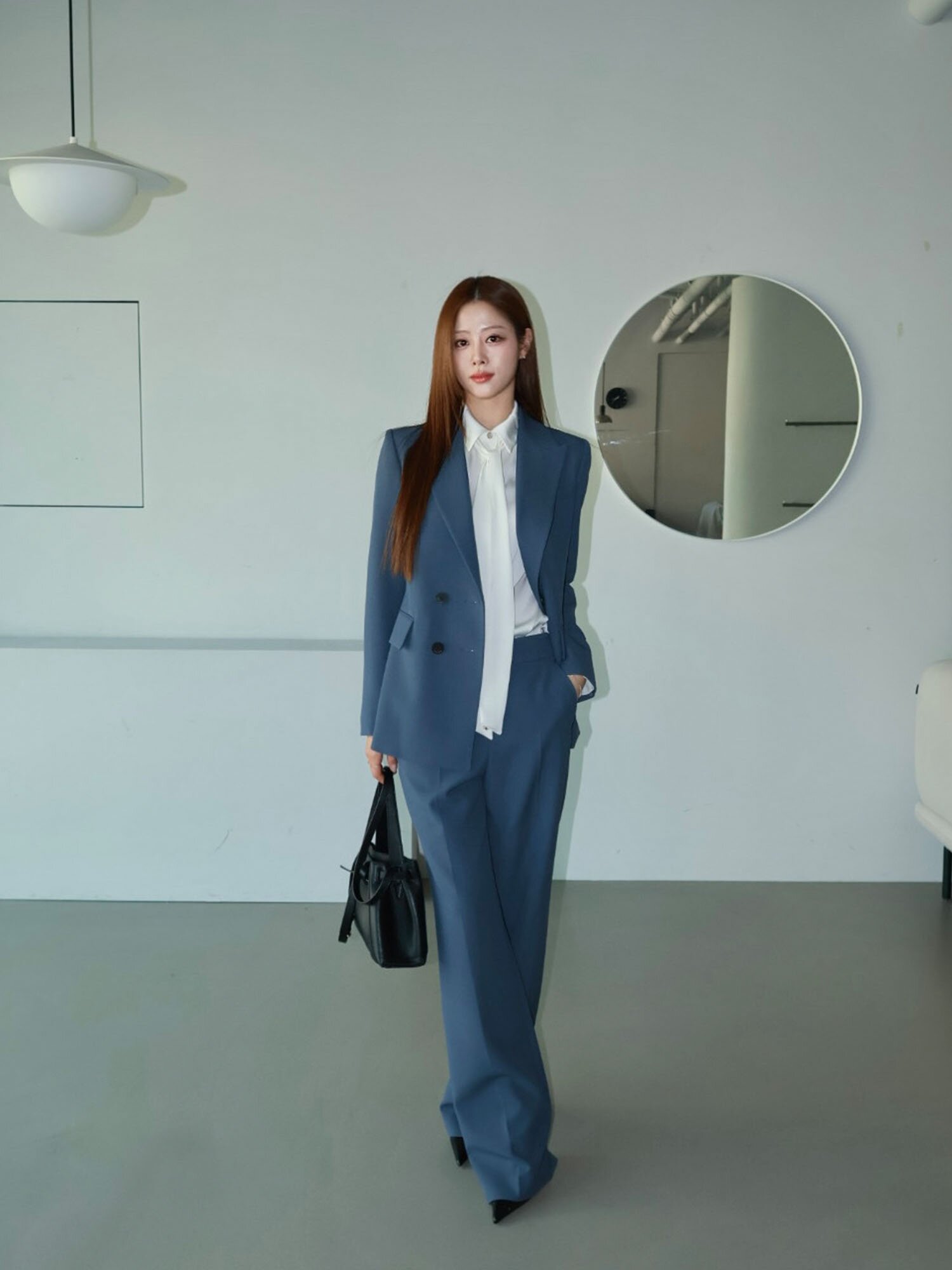 포멀 피크드 라펠 더블 재킷 (DARK BLUE)