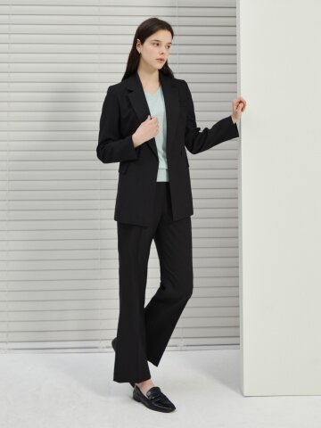 모던 히든 버튼 부츠컷 팬츠 