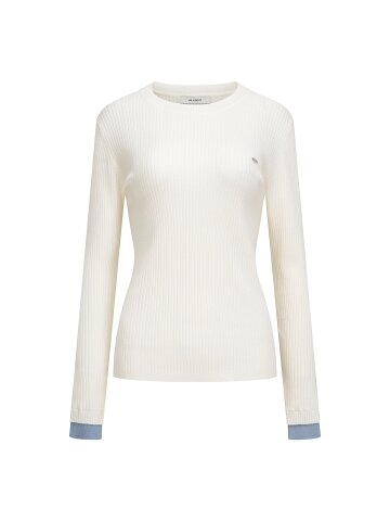 골지 소매 배색 풀오버 니트 