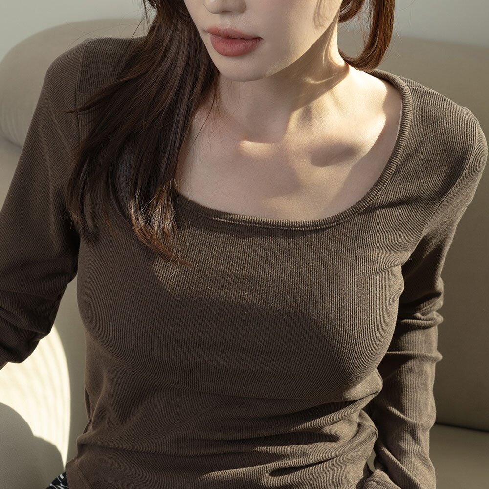 (1+1) 커브룩 골지 이너웨어 슬림핏 내복 스퀘어넥 내의 상의 4colors