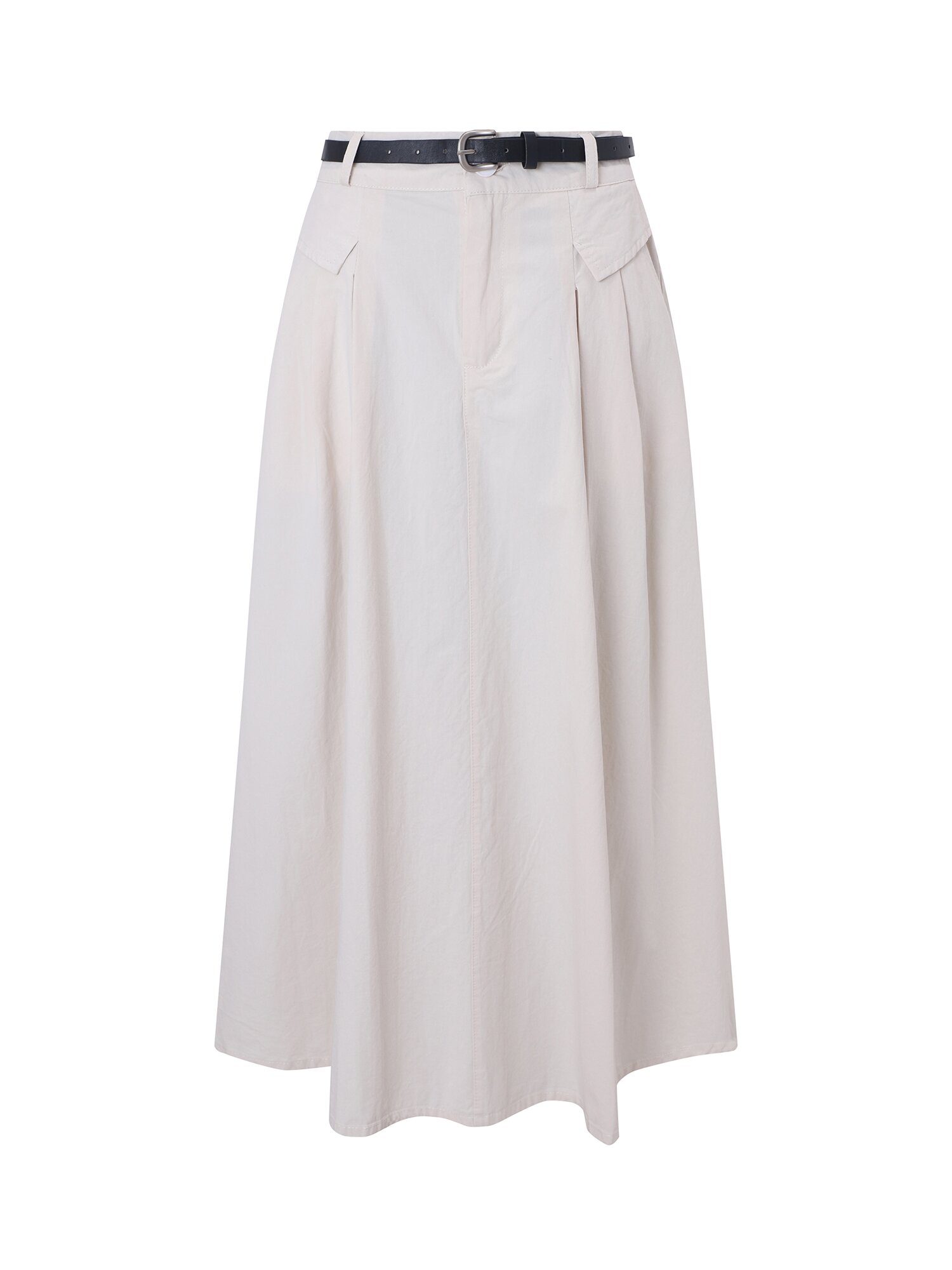 밴딩 A라인 투 턱 스커트 (IVORY)