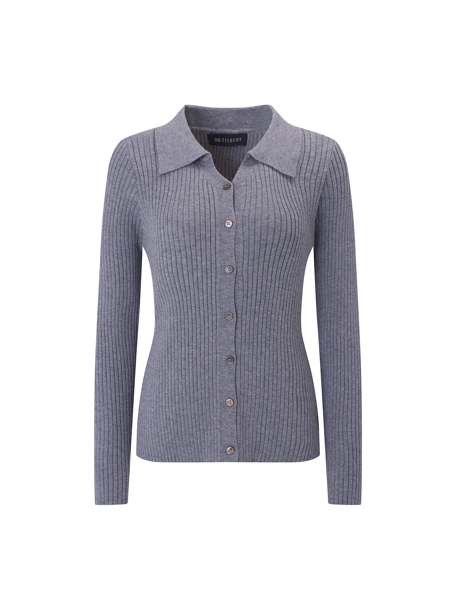 골지 오픈 칼라 니트 가디건 (GREY)