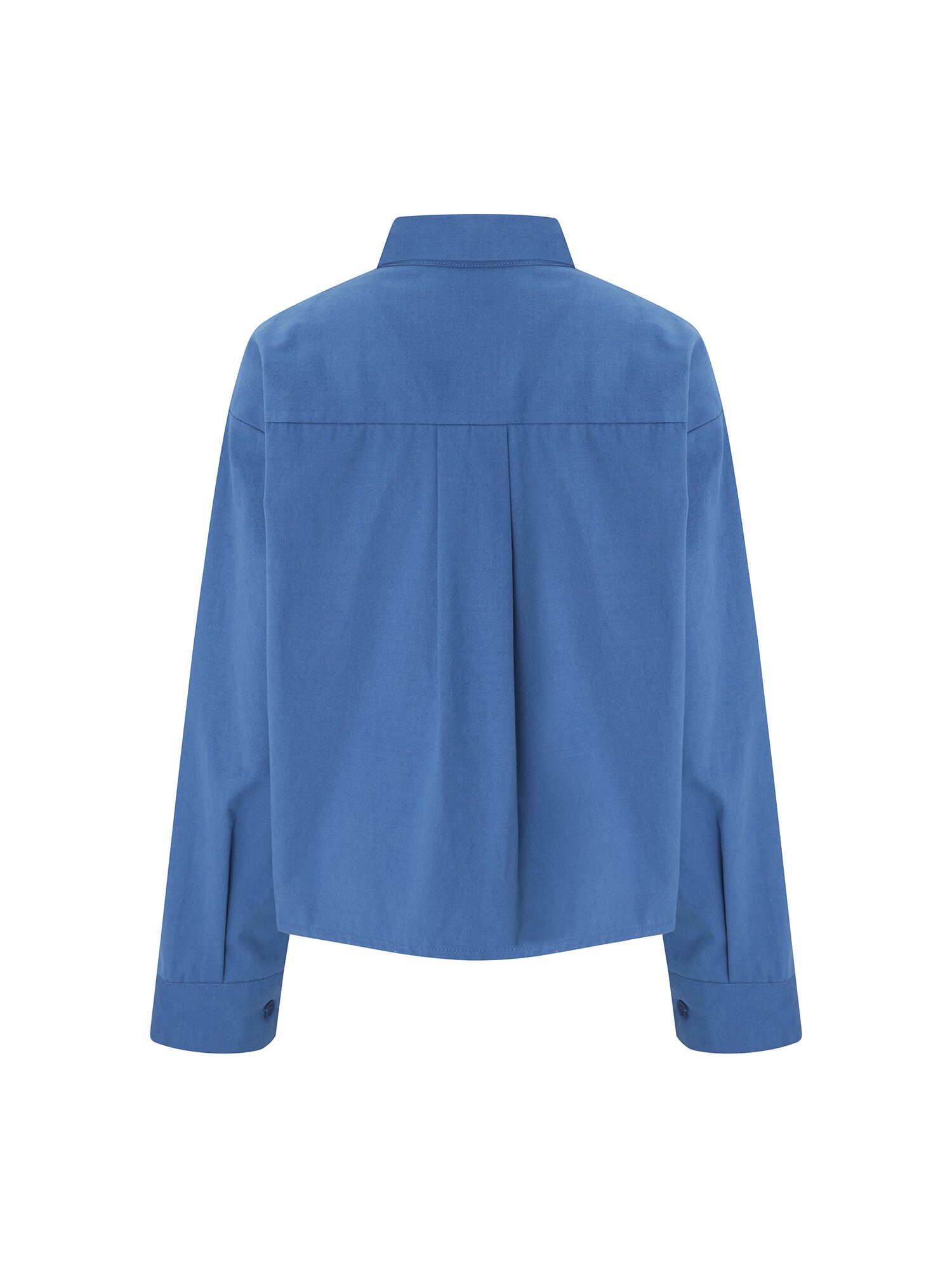 스티치 포인트 셔츠 칼라 블라우스 (BLUE)