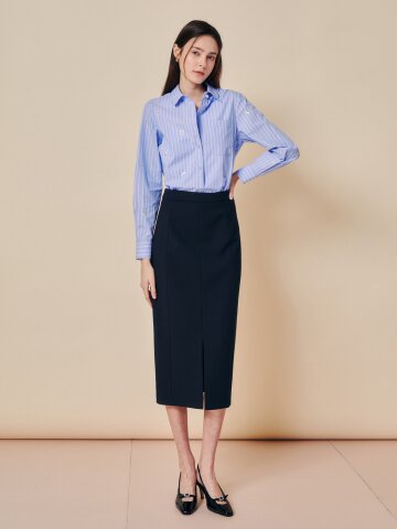 클린 슬릿 미디 스커트 