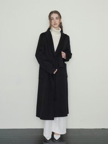 [리오더 3차] 캐시미어 벨티드 코트 - 블랙
